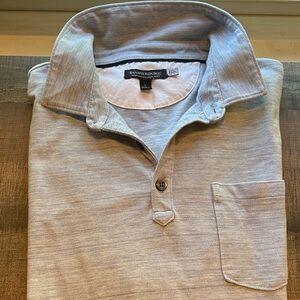 Banana Republic Men's Light Blue-Gray Polo Shirt